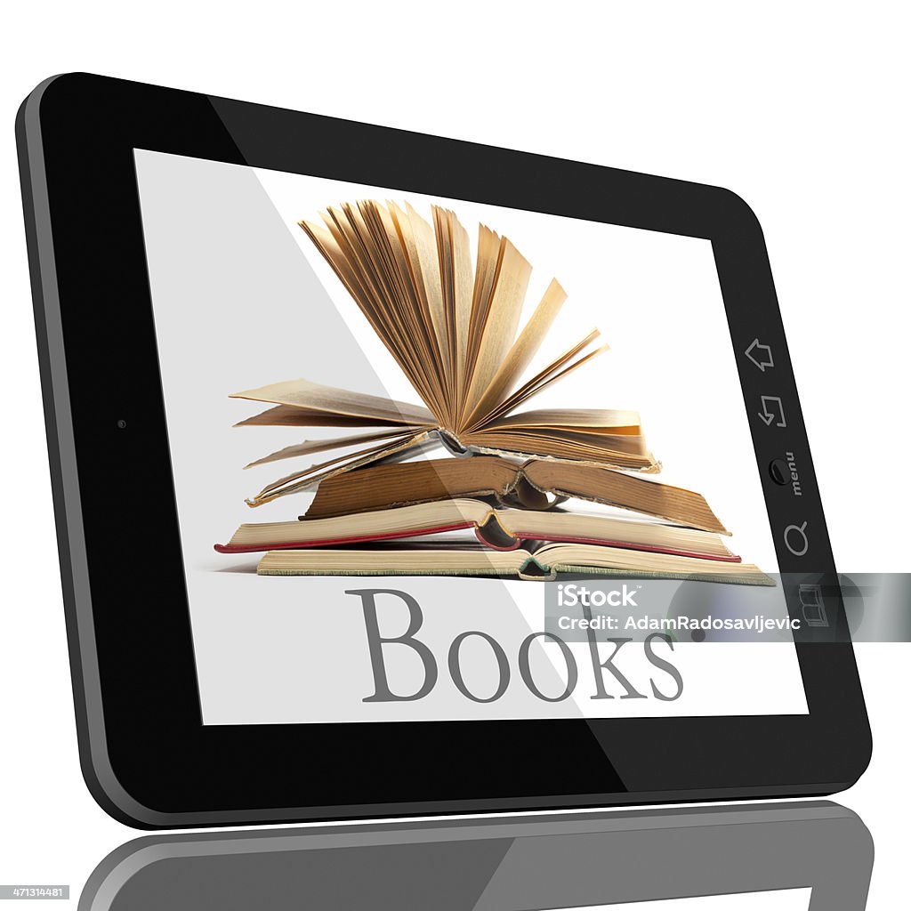 Tablet PC computador e livro-conceito de biblioteca Digital - Royalty-free Agenda Eletrónica Foto de stock