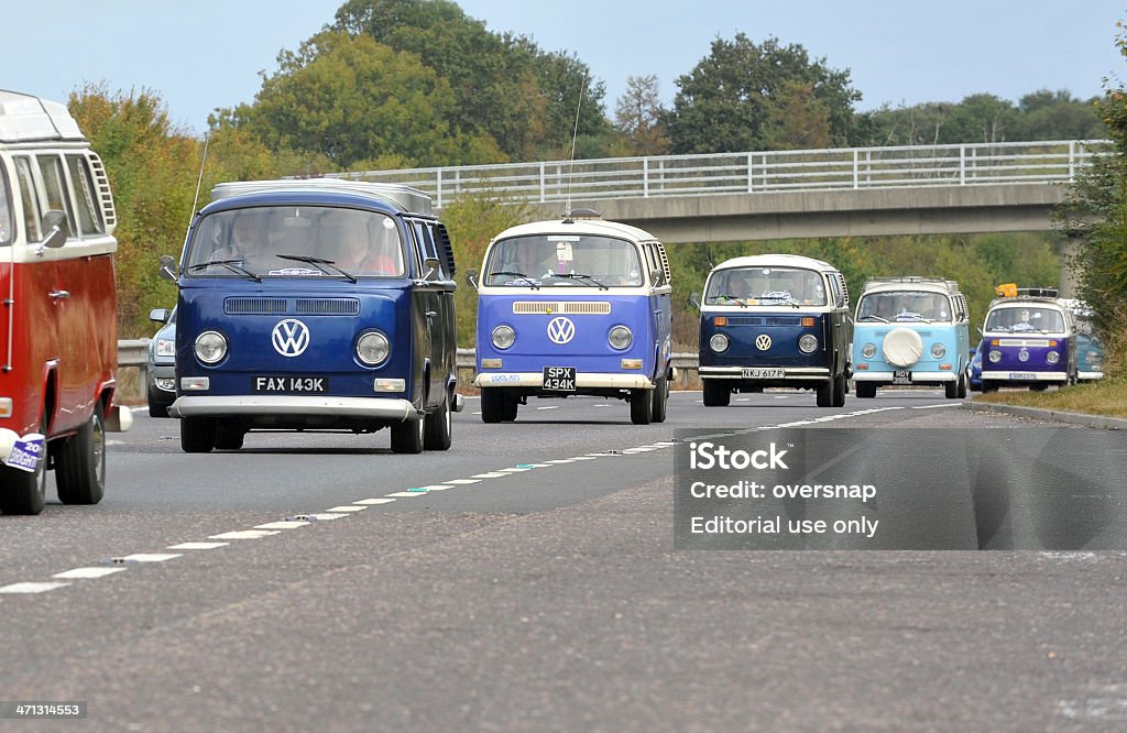 Classic Vintage VW Campers Brighton, United Kingdom - October, 3rd 2009: Vintage VW Camper Vans in convoy on a drive from London to Brighton Volkswagen Stock Photo