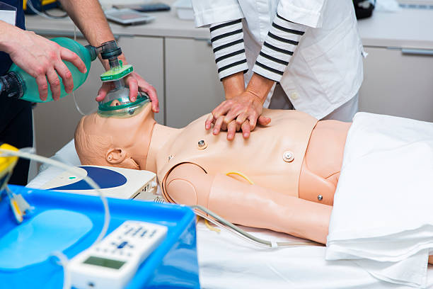 CPR seminar,mechanical ventilation and heart massage of dummy