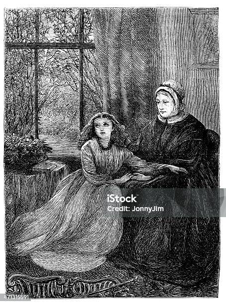 두 여자대표 휴식 내륙발 풍경과 대화 1868 매거진 19세기 스타일에 대한 스톡 벡터 아트 및 기타 이미지 - 19세기 스타일, 개념, 거실