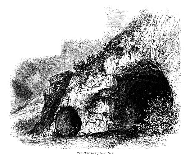 The Dove Holes Caves, Dove Dale, in the Derbyshire Dales, England. Illustration from 