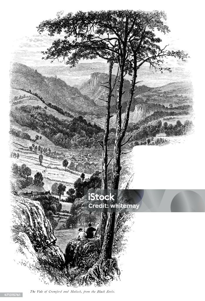 Vale of Cromford and Matlock, Derbyshire A view over the Vale of Cromford and Matlock, in the Derbyshire Dales, England.  Illustration from "Picturesque Europe - The British Isles" published by Cassell Petter & Galpin in 1875 (price 2/6d). Antique stock illustration