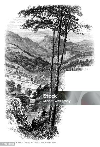Vale Of Cromford And Matlock Derbyshire Stock Illustration - Download Image Now - Antique, Peak District National Park, 1870-1879