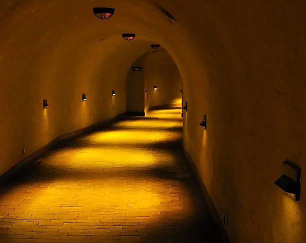 Underground route running under the Old Town in Lublin. Poland.