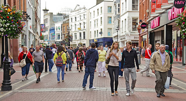 Shoppers in Grafton Street, Dublin, Ireland stock photo