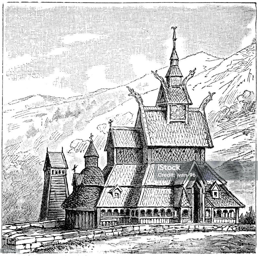 노르웨이 교회 - 로열티 프리 노르웨이 스톡 일러스트