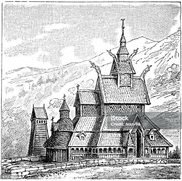 노르웨이 교회 노르웨이에 대한 스톡 벡터 아트 및 기타 이미지 - 노르웨이, 목조교회, 고풍스런
