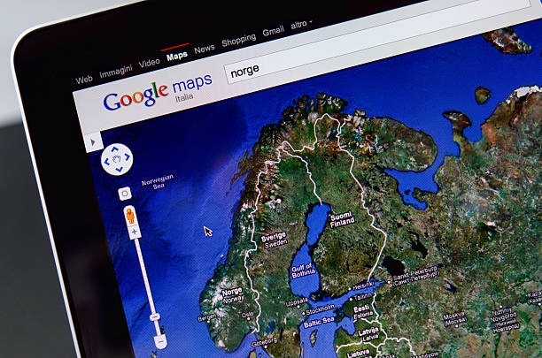 Scandinavian countries Pescara, Italy - July 25, 2011: Image of Scandinavian countries with Norway, Sweden and Finland from the satellite map of Google. green map of norway stock pictures, royalty-free photos & images