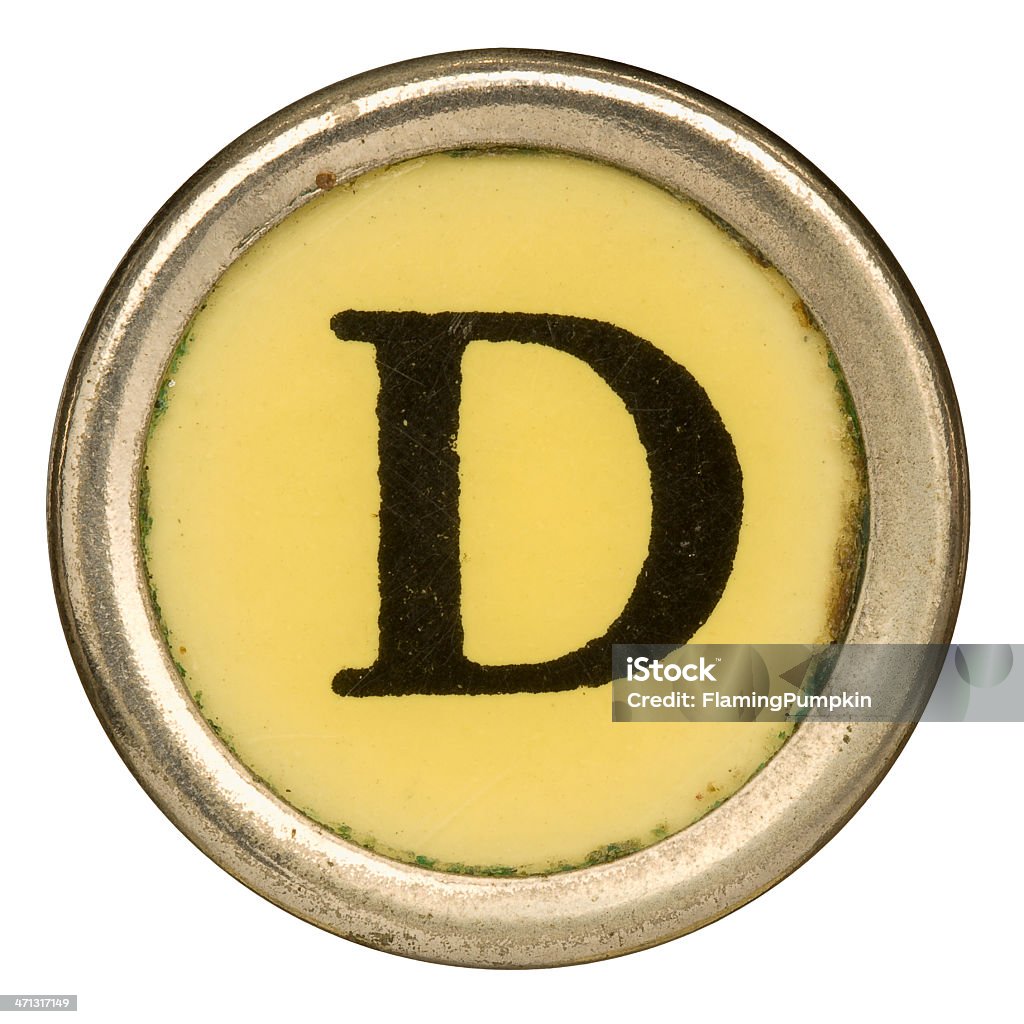 Alfabeto con lettera D dalla vecchia macchina da scrivere manuale. - Foto stock royalty-free di Alfabeto