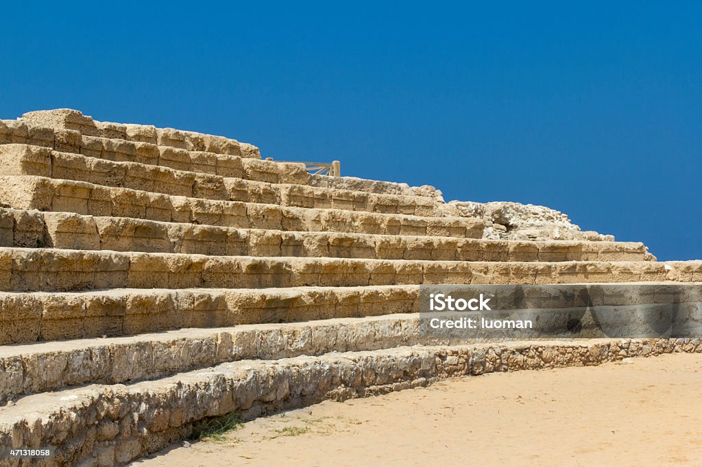 Caesarea´s National Park in Israel - Theater Old sea port, located between Tel Aviv and Haifa 2015 Stock Photo