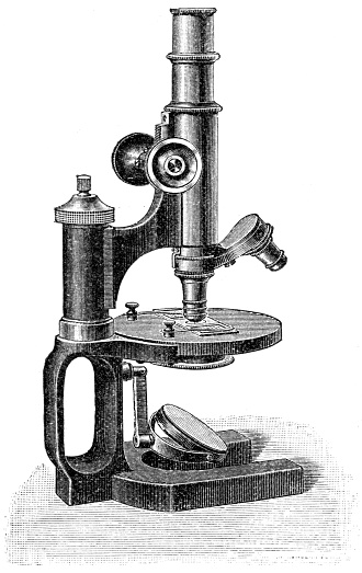Old-fashion backward microscope