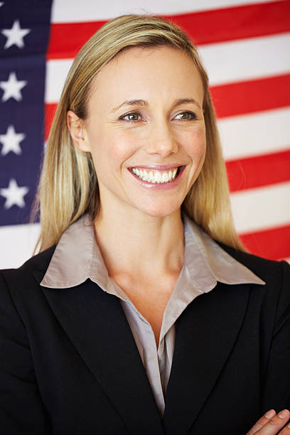 istock Patriotic business woman 471319417