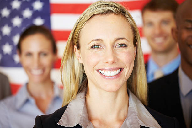Patriotic business team