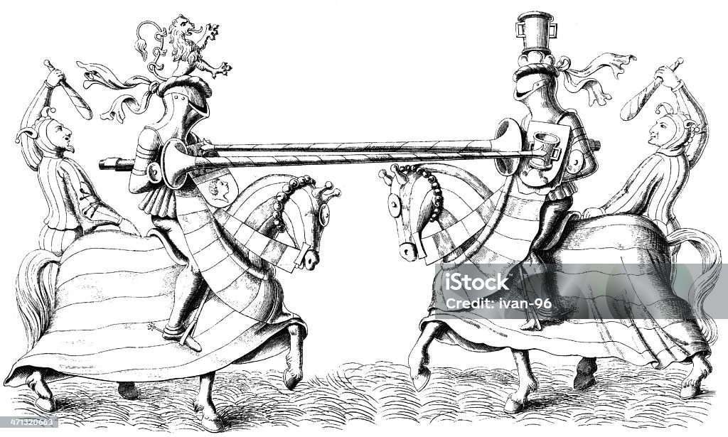 Duelo Cavaleiros - Ilustração de Acessório de Vestuário Histórico royalty-free