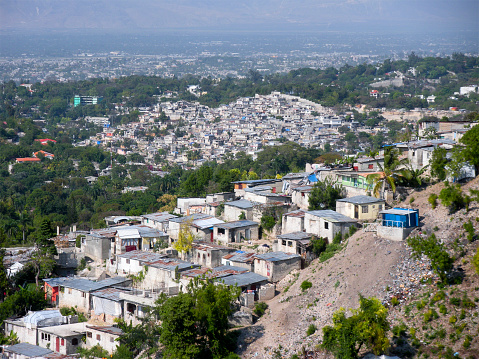 Port au Prince, Haiti - April 12, 2011: Cityscape of Port au Prince showing a poor neighborhood.