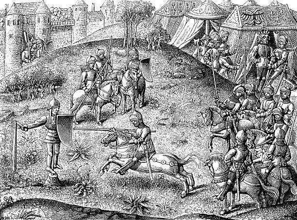 This is an Engraving of a Knights tournament