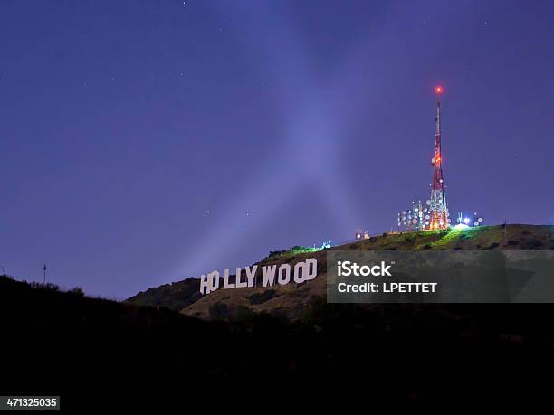 Hollywood Sign At Night Stock Photo - Download Image Now - Hollywood Sign, Hollywood - California, Night