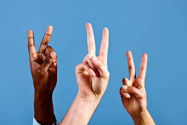 istock Peace or victory hand signs indicating all is well 471325999