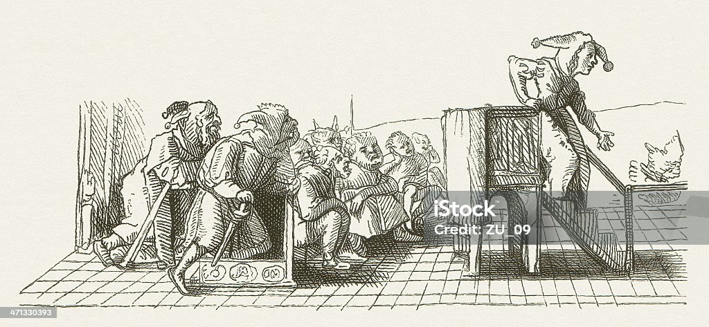 Udzielania pochwały z Szaleństwo - Zbiór ilustracji royalty-free (Hans Holbein)