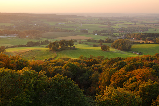 Birds view of a late summer landscape on the verge of autumn as seen from 