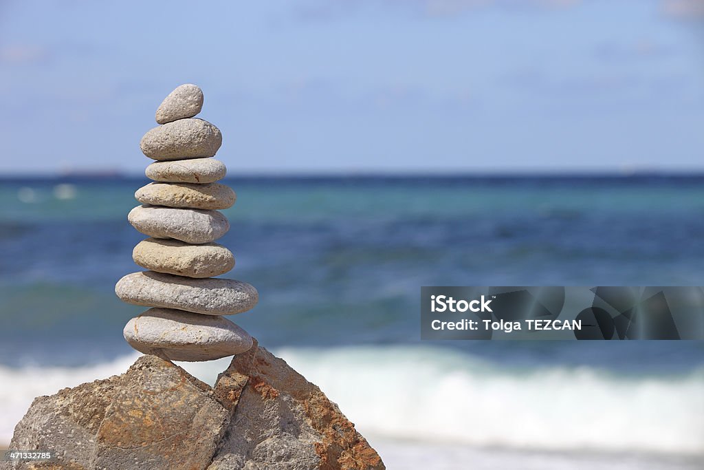 Hierarchy and Balance aStone composition on the beach. Balance Stock Photo