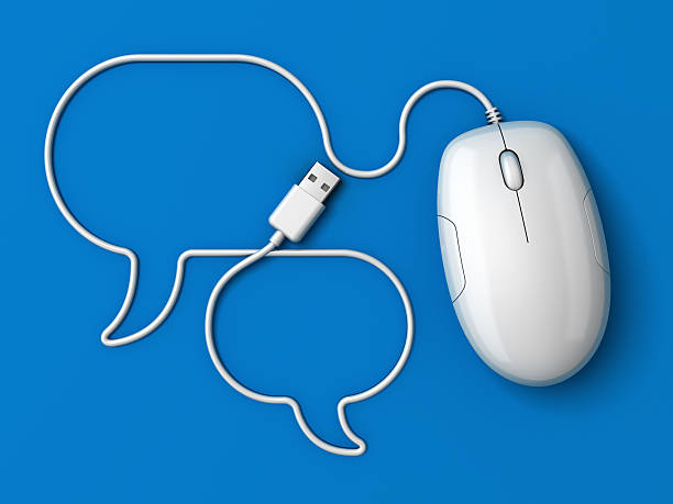 Computer mouse social network blue stock photo