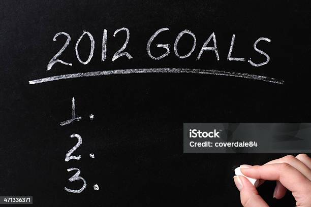 Meu 2012 Objectivos Texto De Giz No Quadro Negro - Fotografias de stock e mais imagens de Acordo - Acordo, Afazeres Domésticos, Ano novo