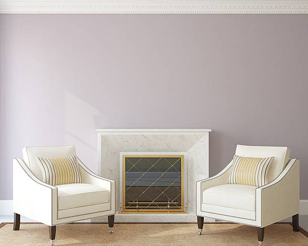 istock Modern living-room with fireplace. 471336624