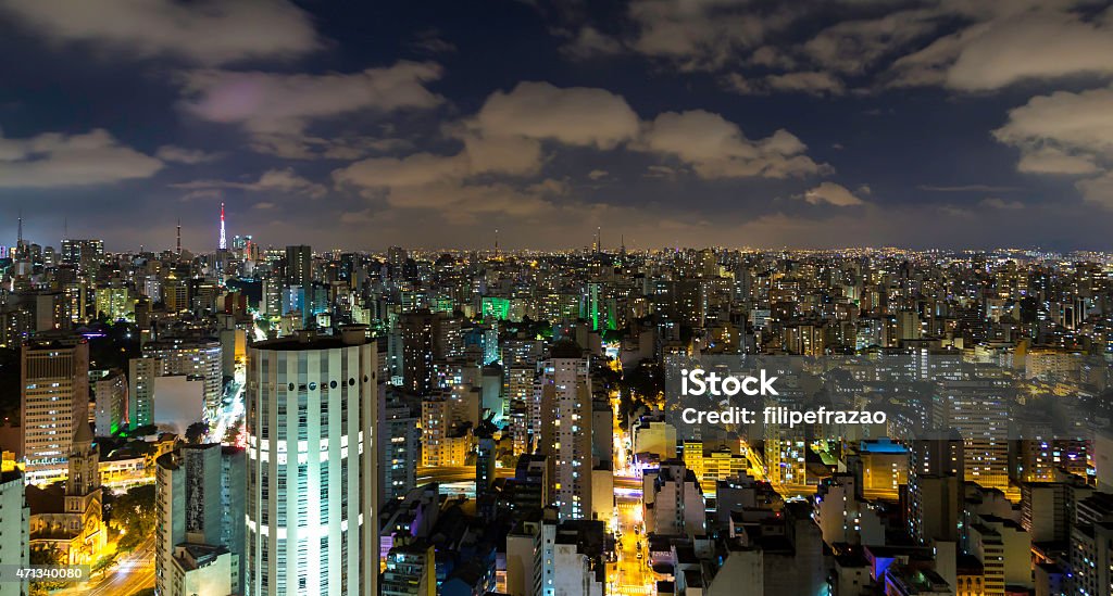 Aerial view of Sao Paulo at night in Brazil São Paulo Stock Photo