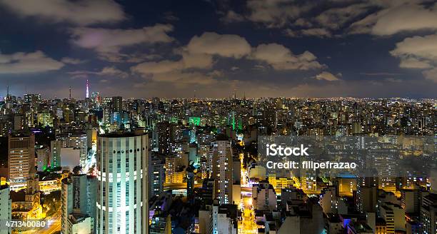 Aerial View Of Sao Paulo At Night In Brazil Stock Photo - Download Image Now - São Paulo, São Paulo State, Night