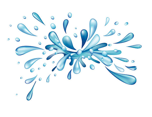 illustrazioni stock, clip art, cartoni animati e icone di tendenza di spruzzi di acqua blu vivace  - splashing water liquid spraying