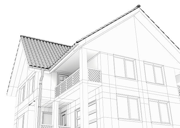 istock Illustration of a house. Black line drawing 471340778