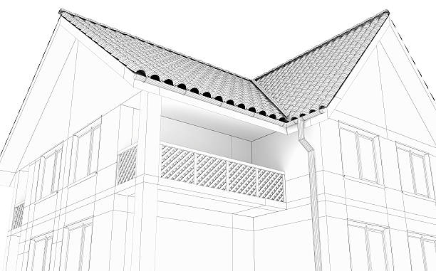 istock Illustration of a house. Black line drawing 471340780