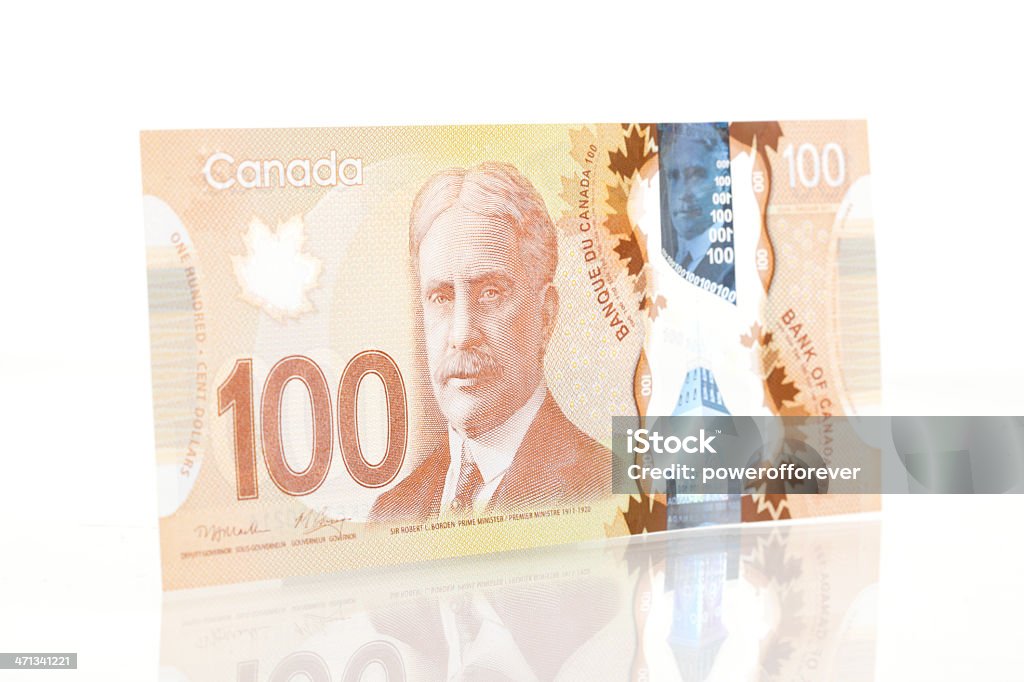 Novo polímero Nota de cem dólares canadenses-frente - Foto de stock de Canadá royalty-free