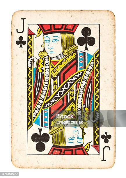 늙음 잭볼 Of 할인점 흰색 바탕에 그림자와 클로버 잭에 대한 스톡 사진 및 기타 이미지 - 클로버 잭, 카드-여가활동 게임, 잭 카드