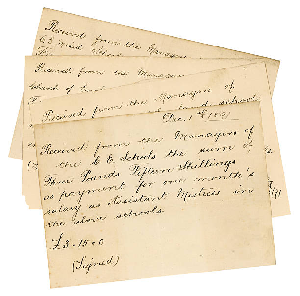 istock Receipts for a schoolmistress's pay, 1891 471341953
