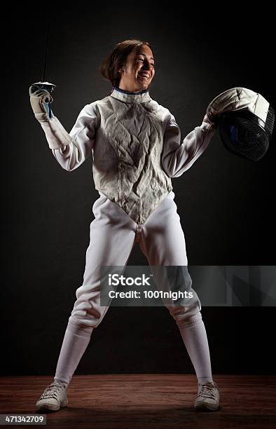 Fencer Woman Stock Photo - Download Image Now - Activity, Adult, Beautiful People