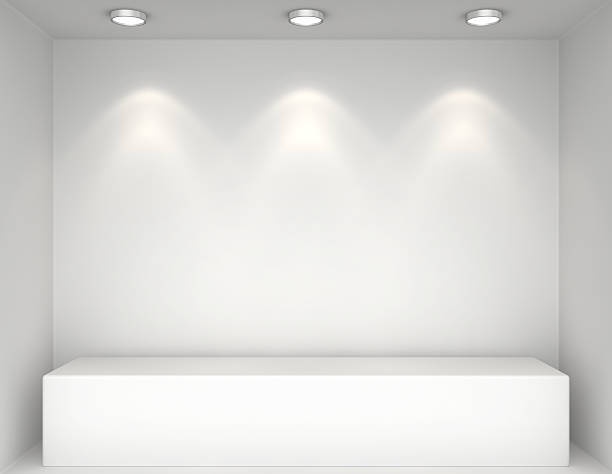 istock Showcase with lights and podiums for samples product 471343930