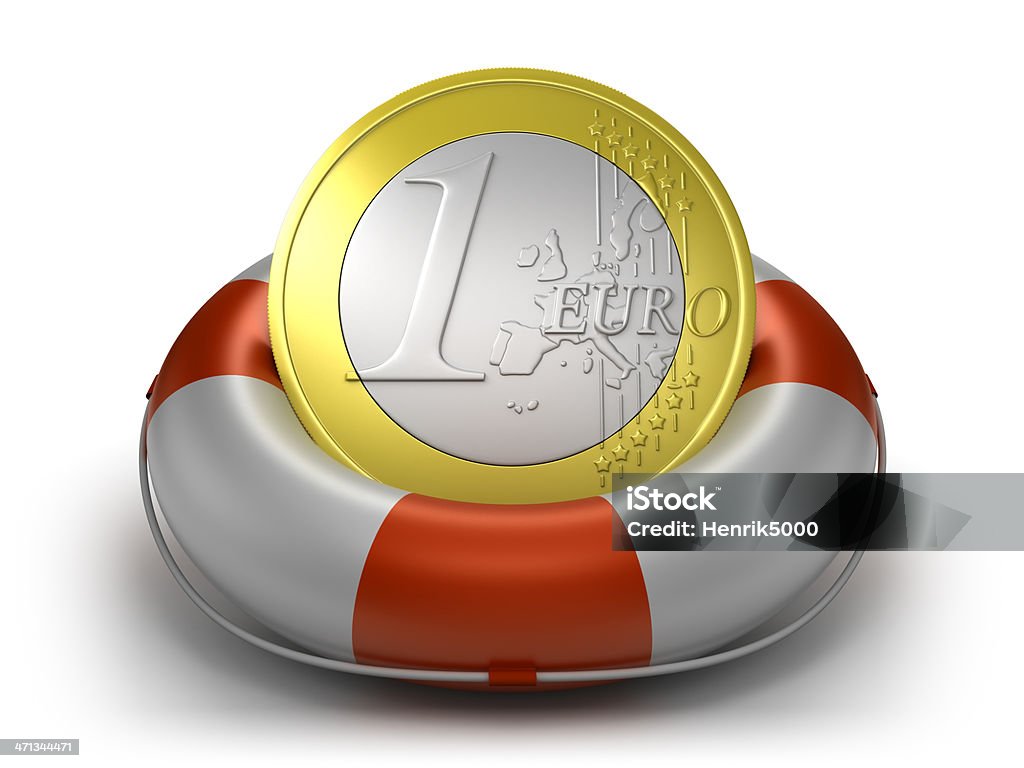 Euro Münze in das Leben preserver, isoliert mit clipping path - Lizenzfrei Inflation Stock-Foto