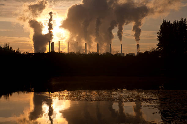 istock Hot steam from big chimney 471345093