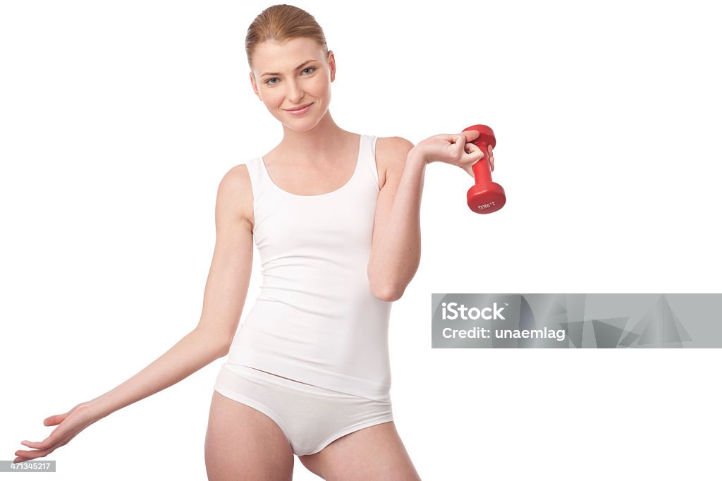 Mujer de gimnasio con pesas - Foto de stock de Actividad libre de derechos