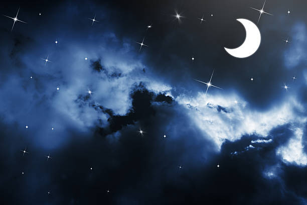 istock Night sky with stars and moon 471345268