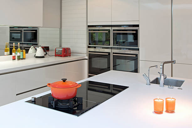 istock kitchen island with glass hob 471346099