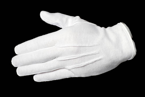 weißer handschuh schütteln - cotton gloves stock-fotos und bilder