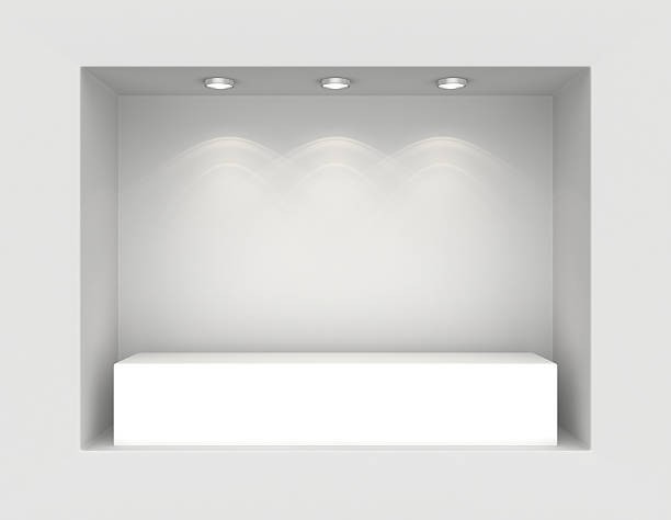 istock Showcase with lights and podiums for samples product 471349046