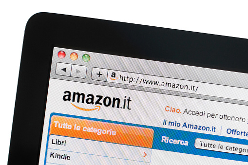 Atri (TE), Italy - January 30, 2012: amazon.it homepage close-up, in Safari web browser. Amazon is the world\'s largest online retailer.