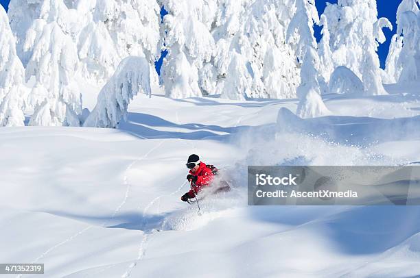 Powder Skiing Stock Photo - Download Image Now - Activity, Adventure, Alpine Skiing