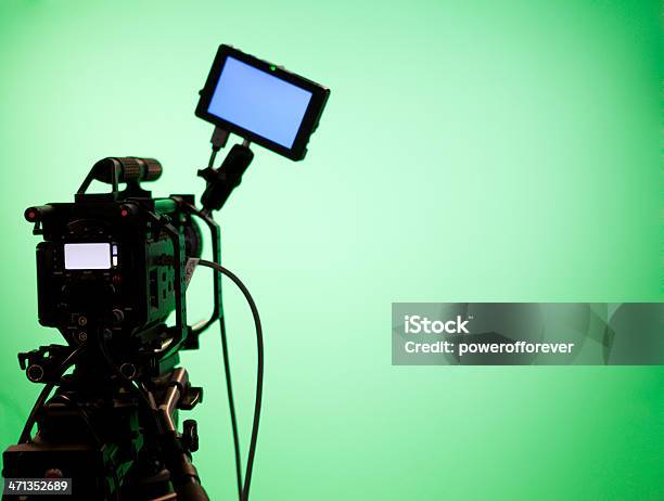 Television Camera On Green Screen Background Stock Photo - Download Image Now - Movie Camera, Film Set, Chroma Key