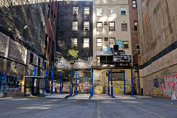 istock Empty parking lot graffiti, Manhattan, New York City 471353201