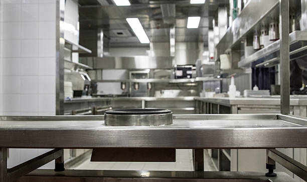 istock Professional kitchen, view counter in steel 471353616
